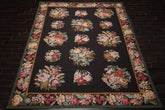 9x12 Charcoal, Ivory, Gold Color Hand Woven Aubusson Needlepoint Wool Traditional Oriental Rug